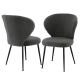2x Dining Chairs Sherpa Boucle Wing Back Grey