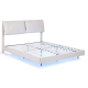 Queen Bed Frame RGB LED Floating Beds Adjustable Headboard Beige White