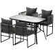 5PCS Outdoor Dining Set Table and Chairs Rope Patio Furniture Garden Black