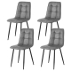 4x Dining Chairs Retro PU Leather Kitchen Lounge Cafe Accent Chair Grey