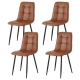 4x Dining Chairs Retro PU Leather Kitchen Lounge Cafe Accent Chair Brown