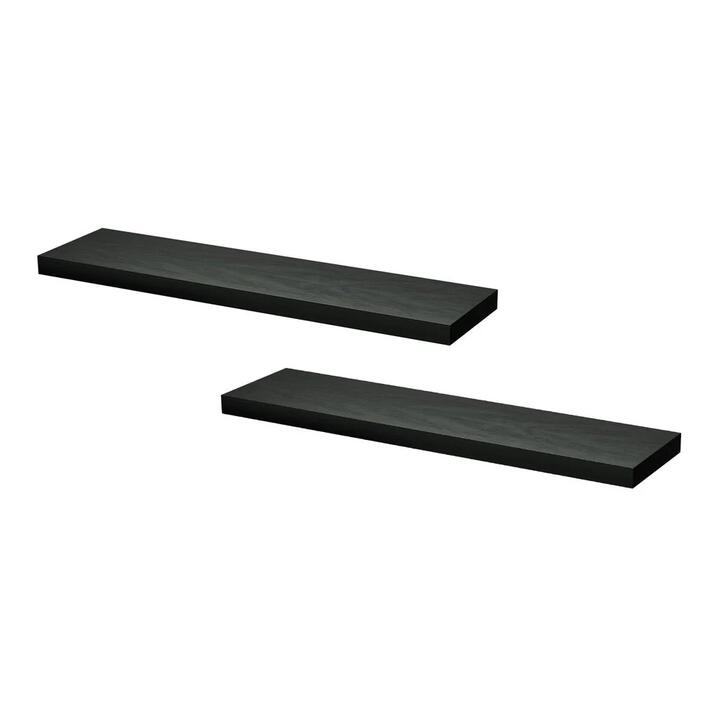 Floating Wall Shelf Set of 2 Black 90CM