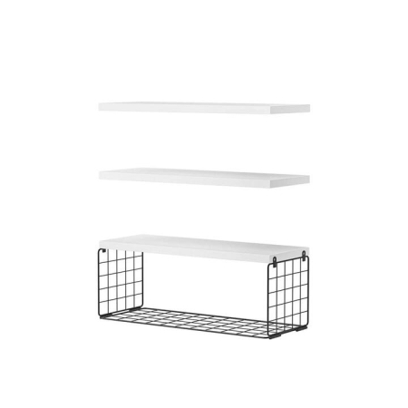 Floating Wall Shelf Set of 3 White