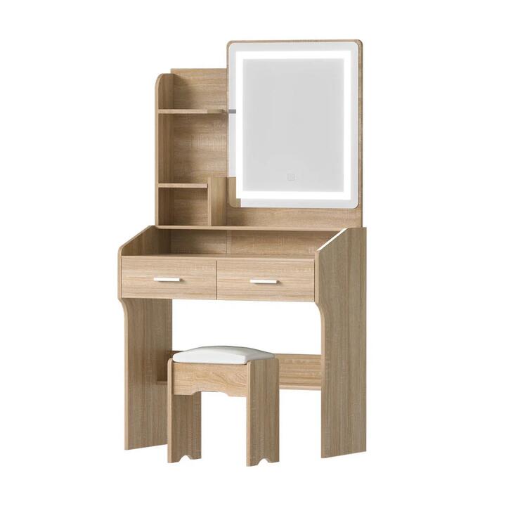 Dressing Table Set Stool Led Wood