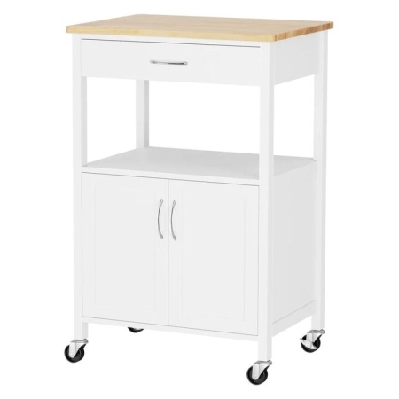 Kitchen Island Trolley Rolling Serving Cart Storage Drawer Cupboard 60cm