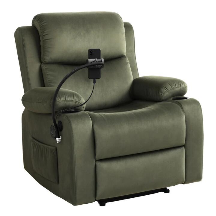 Recliner Chair Heated Massage Chair with Phone Holder Velvet