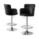 2x Leather Bar Stools Swivel Adjustable Gas Lift PU Counter Chairs Black