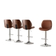 4X Bar Stools Bentwood Adjustable Kitchen Counter Chair Leather Brown