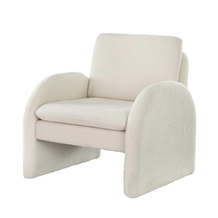 Armchair Accent Chair Lounge Tub Sofa Couch Curved Arm Seat Boucle White