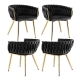 1 Set of 4 Dining Chairs Velvet Armchair Black