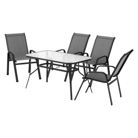 5PC Outdoor Dining Set Table and Chairs Patio Furniture Bistro Set Garden Grey