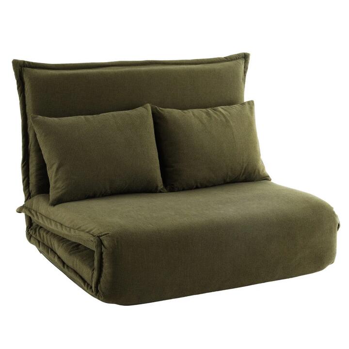 Floor Lounge Sofa Bed Foldable 2 Seater Green