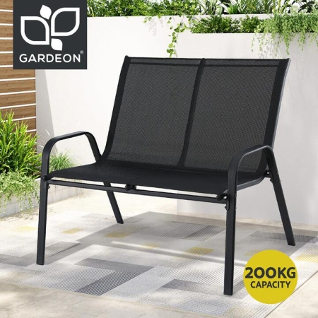 Garden Bench Seat Steel Outdoor Patio Park Lounge Backyard Chair Black