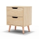 Bedside Table 2 Drawers Nightstand - BODEN Pine