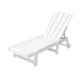 Sun Lounge Beach Chair HDPE Adirondack Lounger Patio Outdoor Furniture with Wheels White
