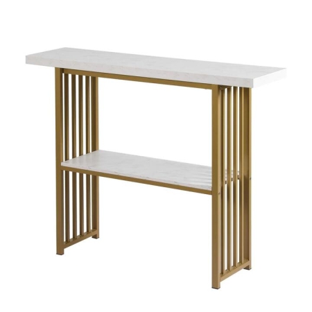 Console Table Marble Effect White&Gold
