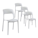 4PC Outdoor Dining Chairs Stackable PP Patio Chair Garden Furniture White