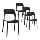 4PC Outdoor Dining Chairs Stackable PP Patio Chair Garden Furniture Black