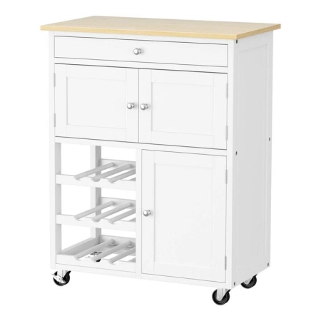 Kitchen Island Trolley Rolling Serving Cart Storage Cart Drawer Cupboard
