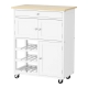 Kitchen Island Trolley Rolling Serving Cart Storage Cart Drawer Cupboard