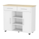 Kitchen Island Trolley Rolling Serving Cart Storage Drawer Cabinet 100cm White