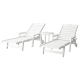 Sun Lounge Lounger Beach Chair HDPE Patio Outdoor Furniture with Wheels White