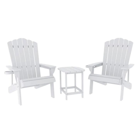 Outdoor Table and Chairs HDPE Adirondack Beach Chair Sun Lounge Patio Furniture Garden White