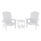 Outdoor Table and Chairs HDPE Adirondack Beach Chair Sun Lounge Patio Furniture Garden White
