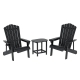 Outdoor Table and Chairs HDPE Adirondack Beach Chair Sun Lounge Patio Furniture Garden Black