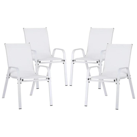 4PC Outdoor Dining Chairs Stackable Lounge Chair Patio Furniture White