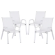 4PC Outdoor Dining Chairs Stackable Lounge Chair Patio Furniture White