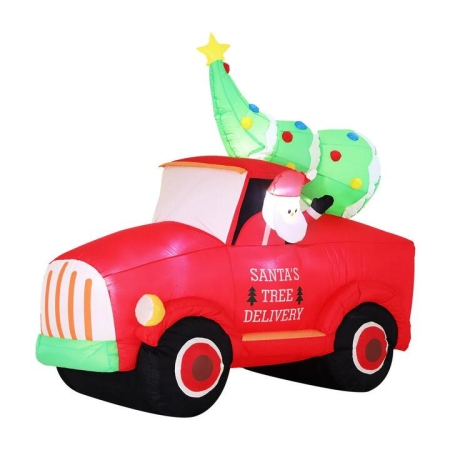 Christmas Inflatable Santa Truck 1.6M Height LED Decorations Illuminated