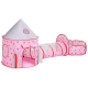 Kids Playhouse Play Tent Pop Up Castle Crawl Tunnel Basketball Hoop Pink