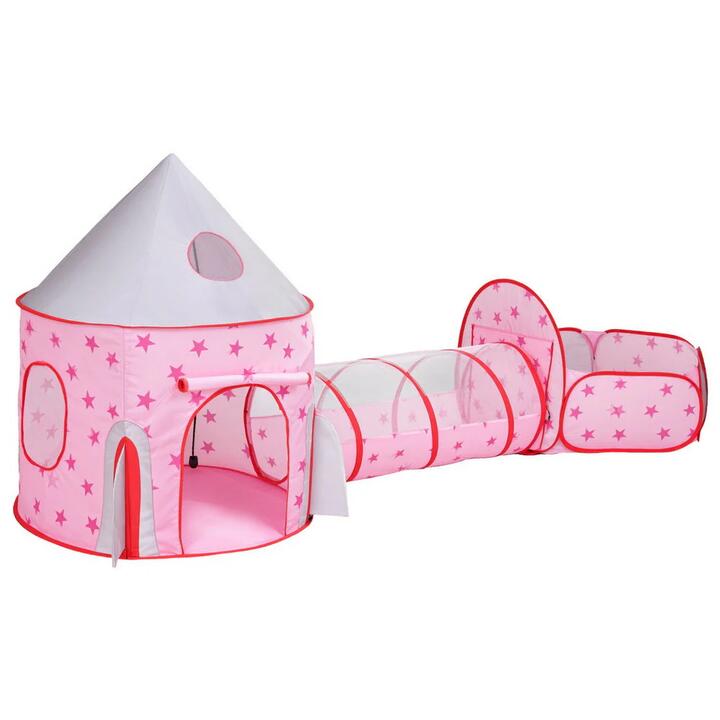 Kids Playhouse Play Tent Pop Up Castle Crawl Tunnel Basketball Hoop Pink