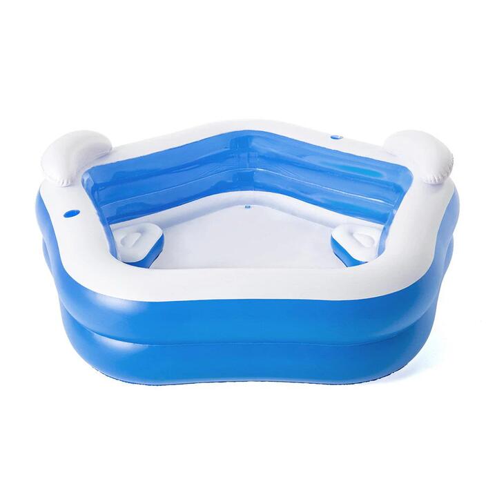 Kids Inflatable Pool Above Ground Pools Seat Cushions Cup Holder 213x206cm