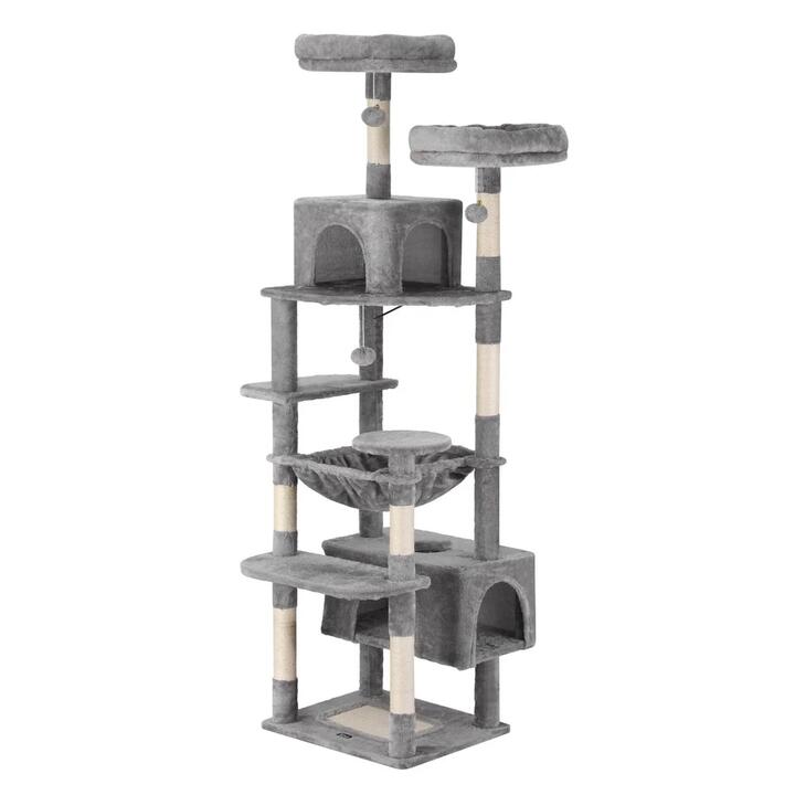Cat Tree 184cm Tower Scratching Post Trees Scratcher Condo House Light Grey