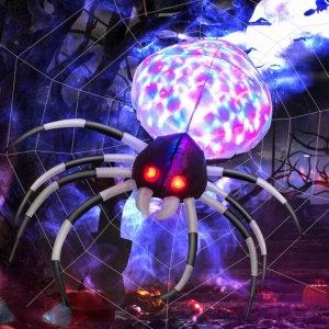 Costway105CM Wall Halloween Inflatable Spider with Multi-colour Lights