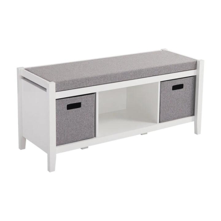 Maestro Furniture Fosca Shoe Bench Rack Cabinet 2-Basket Storage White/Grey