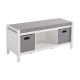 Maestro Furniture Fosca Shoe Bench Rack Cabinet 2-Basket Storage White/Grey