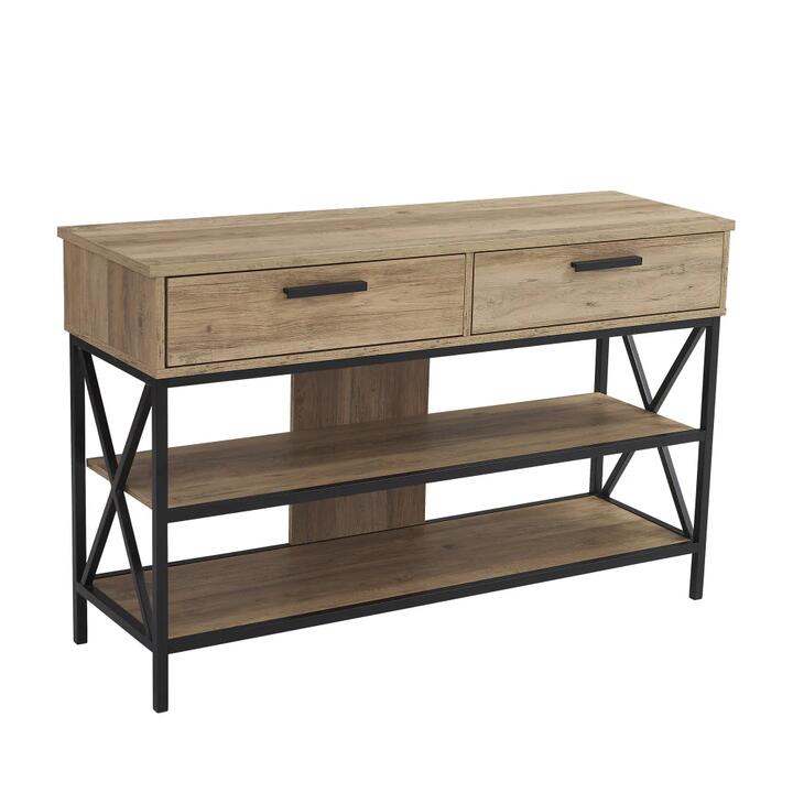 Maestro Furniture Seneca Wooden Multi-Purpose Hallway Console Table TV Stand 120cm Rustic