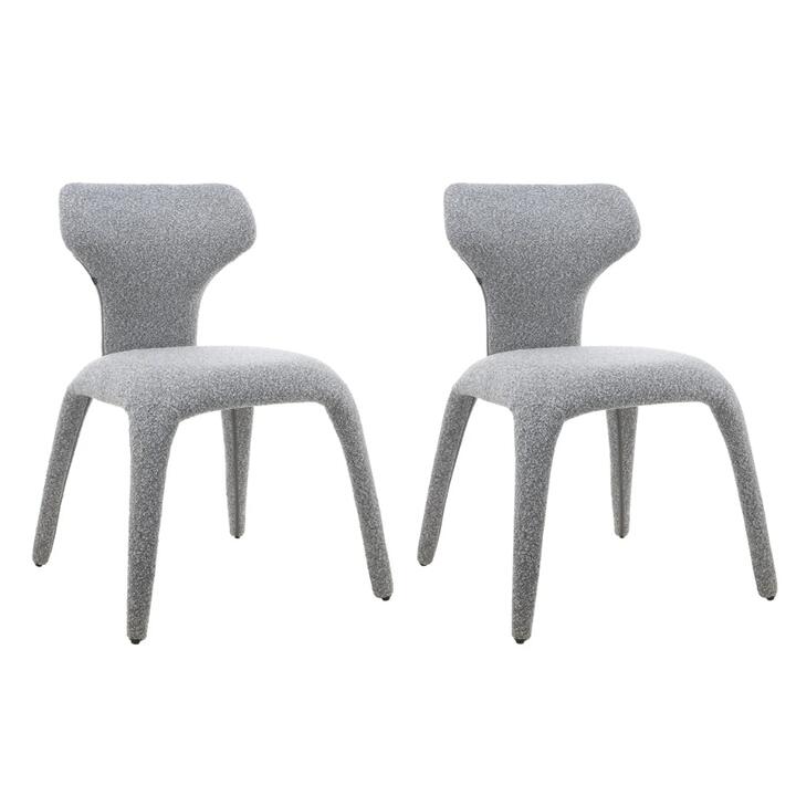 Maestro Furniture Set Of 2 Anders Boucle Fabric Kitchen Dining Chair Grey