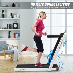 CostwayElectric Folding Treadmill with Bluetooth Speaker for Home-White