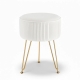 Ottoman Foot Stool Vanity Velvet Round White