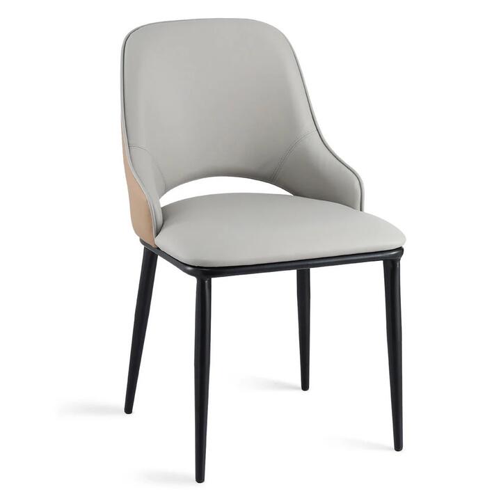 1x Dining Chair Hollow PU Leather Kitchen Lounge Cafe Accent Chairs Grey