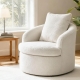 Round Swivel Armchair Extra Pillow White