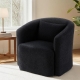 Round Swivel Armchair Sherpa Fleece Black