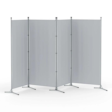 4 Panel Room Divider Screen 345x180cm Fabric Grey