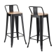 2x Bar Stools Kitchen Counter High Chair Dining Stackable Metal Black