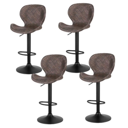 4x Bar Stools Kitchen Swivel Gas Lift Counter Chair Wing PE Rattan Brown