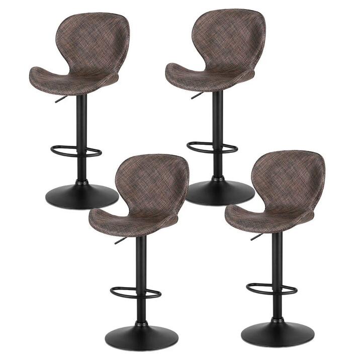 4x Bar Stools Kitchen Swivel Gas Lift Counter Chair Wing PE Rattan Brown